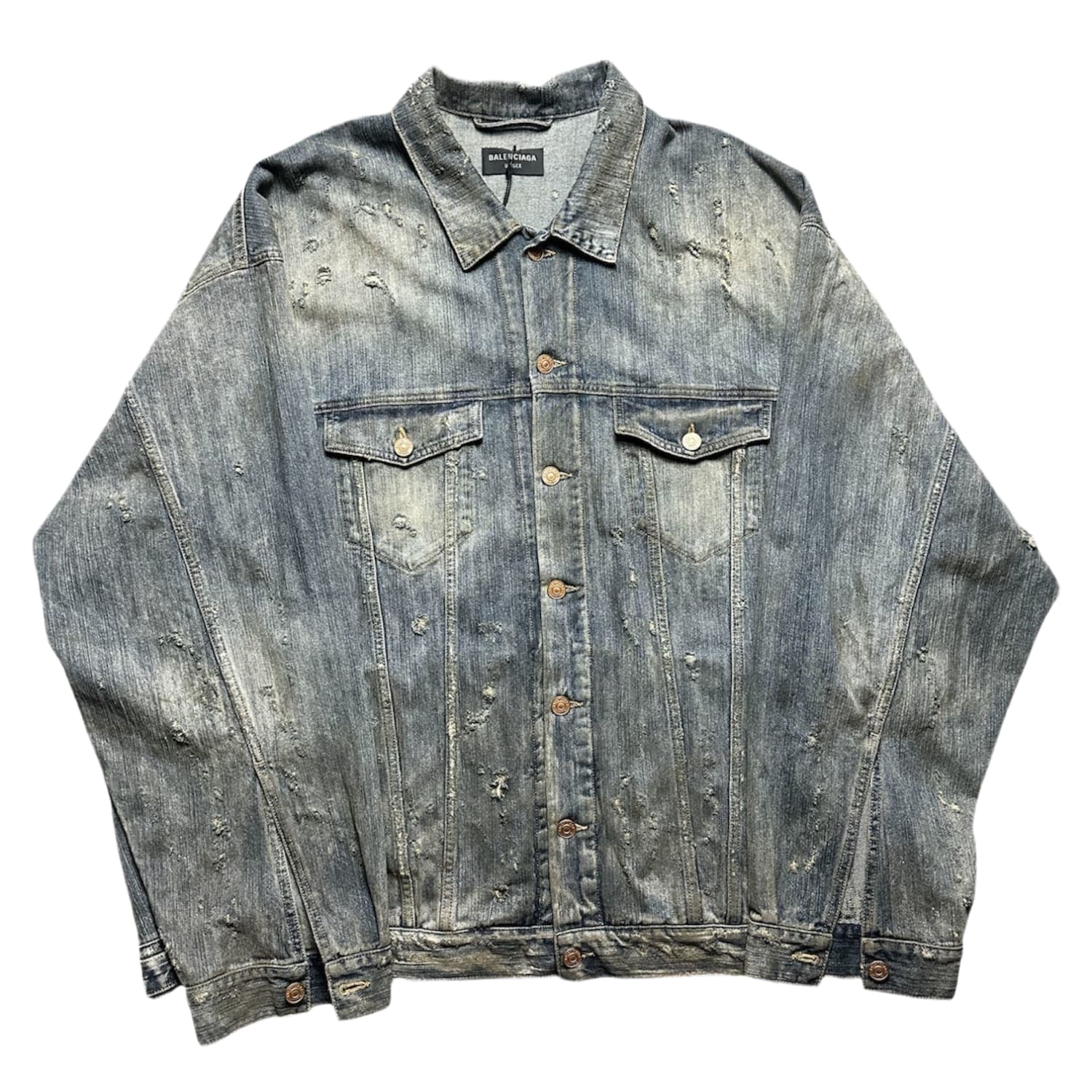 Balenciaga Rhinestone Logo Oversized Denim Jacket