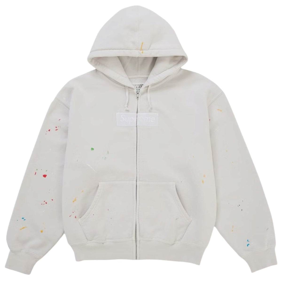 Supreme MM6 Maison Margiela Box Logo Zip Up Hooded Sweatshirt White