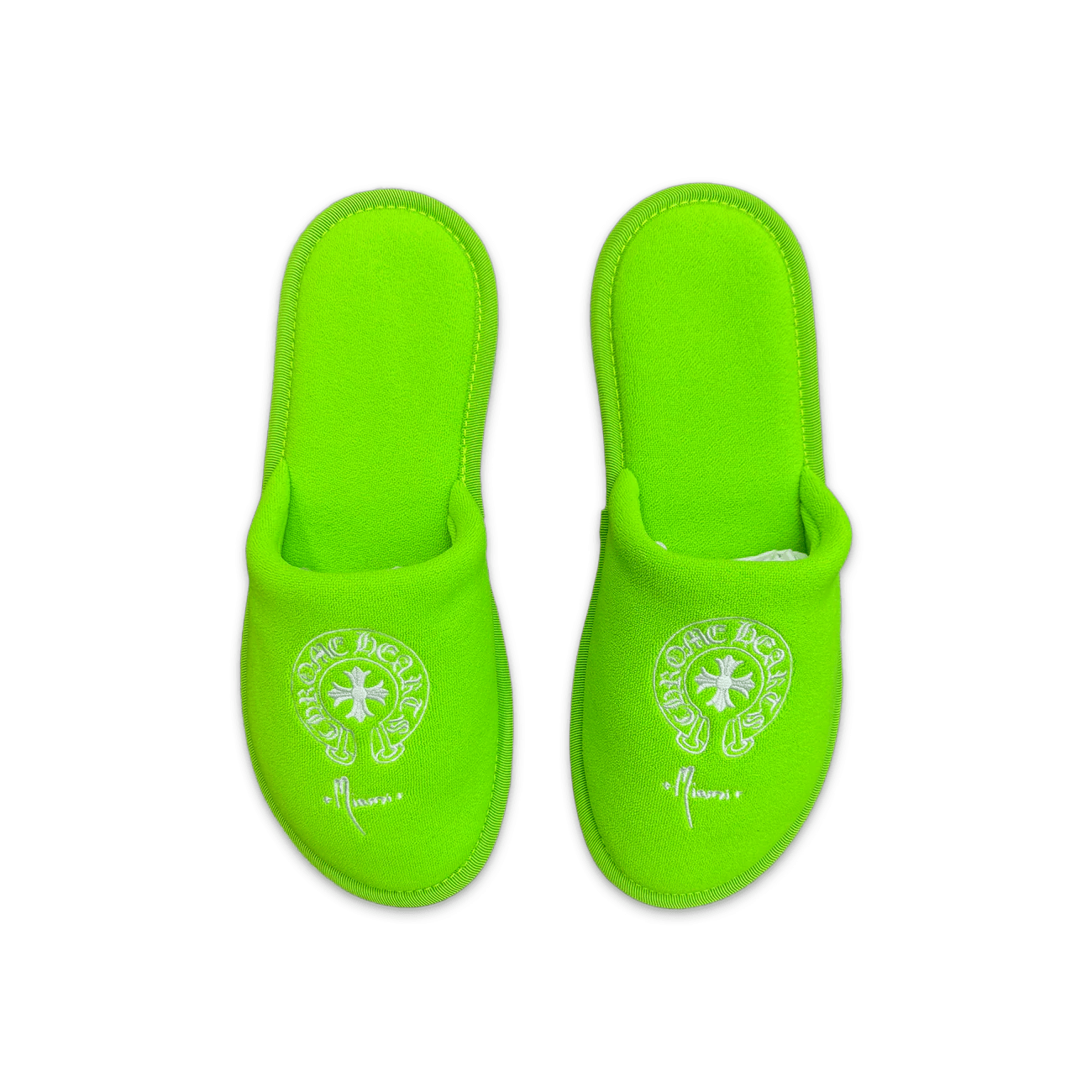 Chrome Hearts Hotel Slippers Neon Green