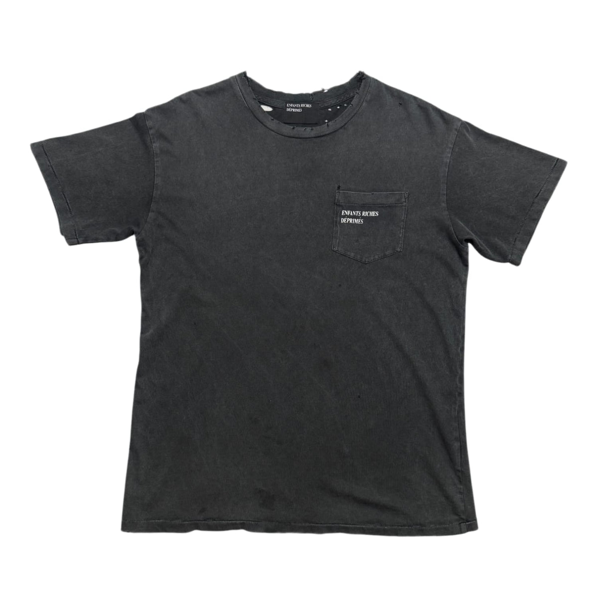 Enfants Riches Déprimés Thrashed Logo Pocket T-Shirt Worn Grey/Black