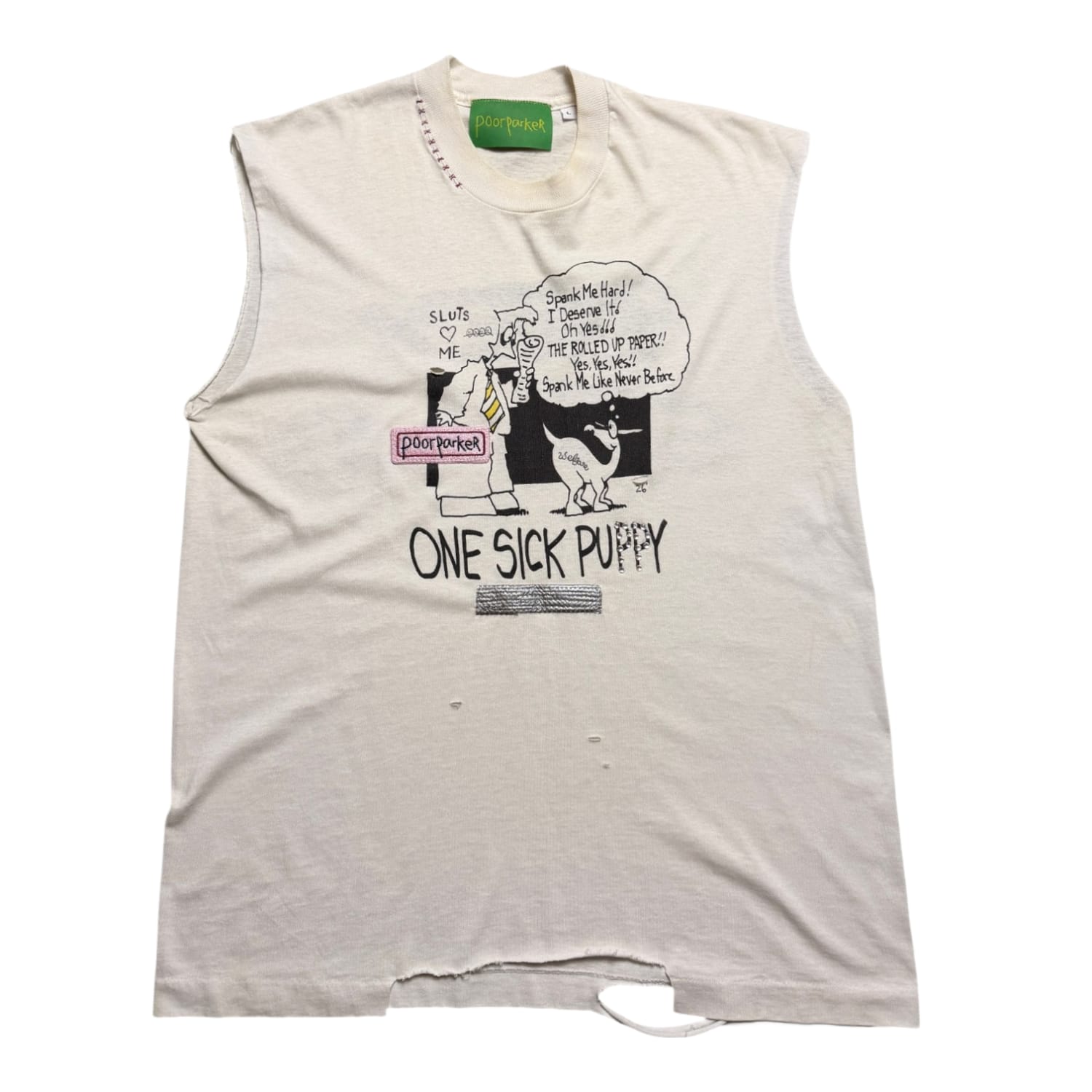 Poor Parker Vintage One Sick Puppy One of One Cut-Off T-Shirt