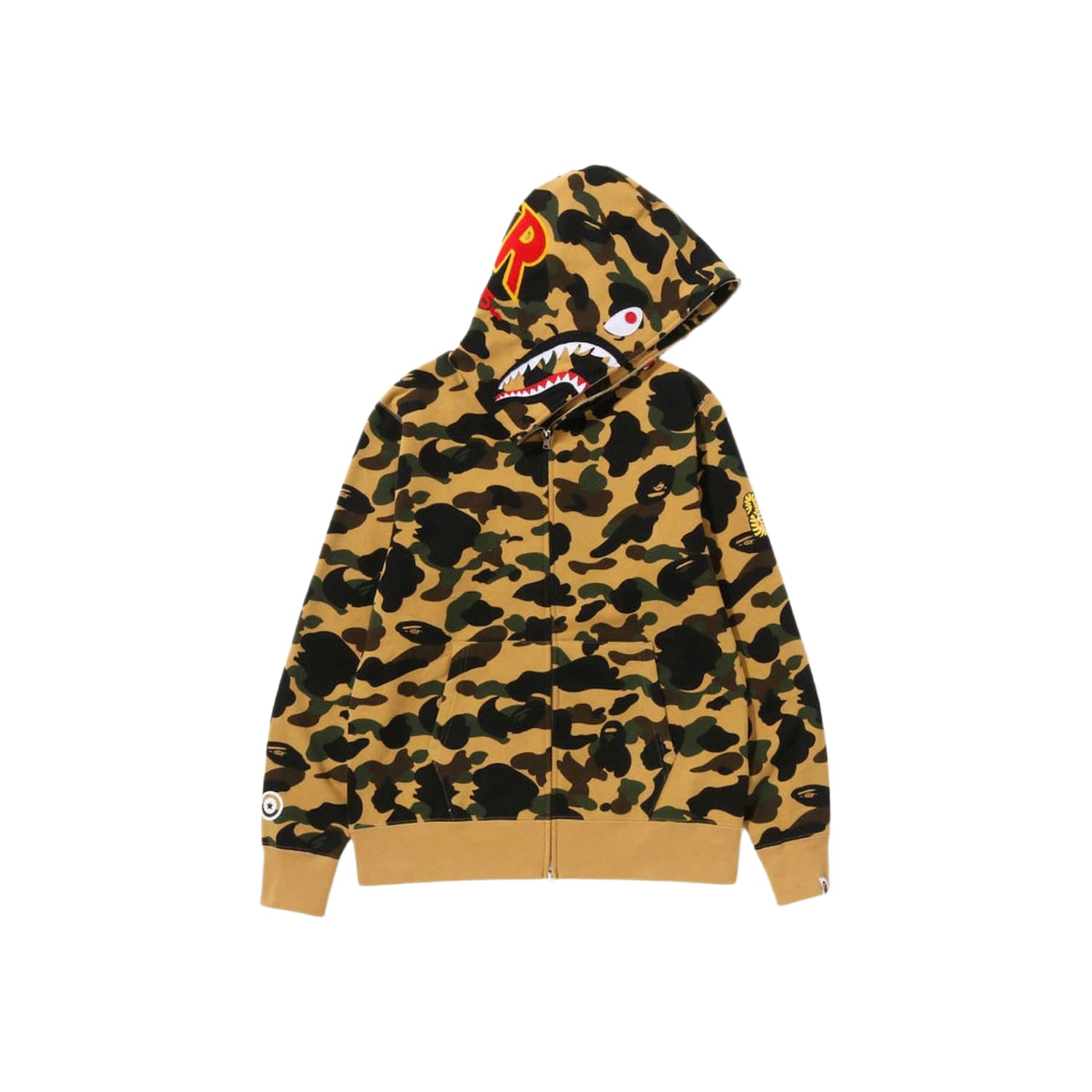 BAPE PONR 1St Camo Shark Full Zip Hoodie Yellow