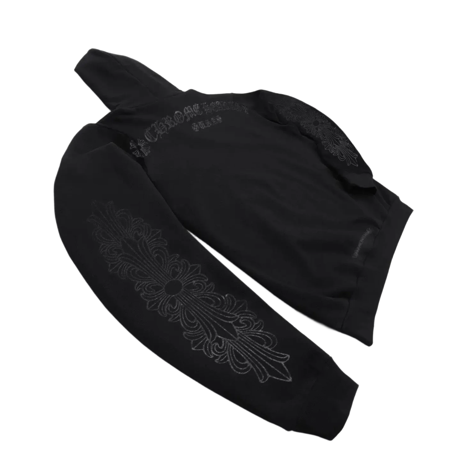 Chrome Hearts Black Pullover Horseshoe Floral Hoodie