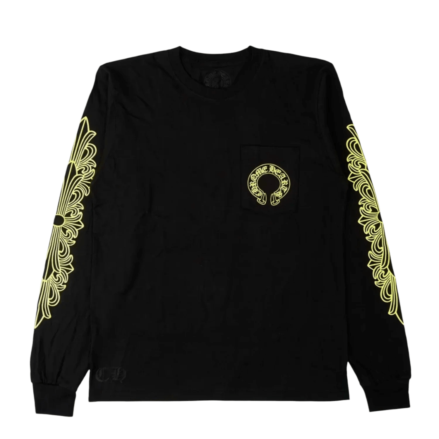Chrome Hearts Neon Green Horseshoe Floral L/S T-Shirt