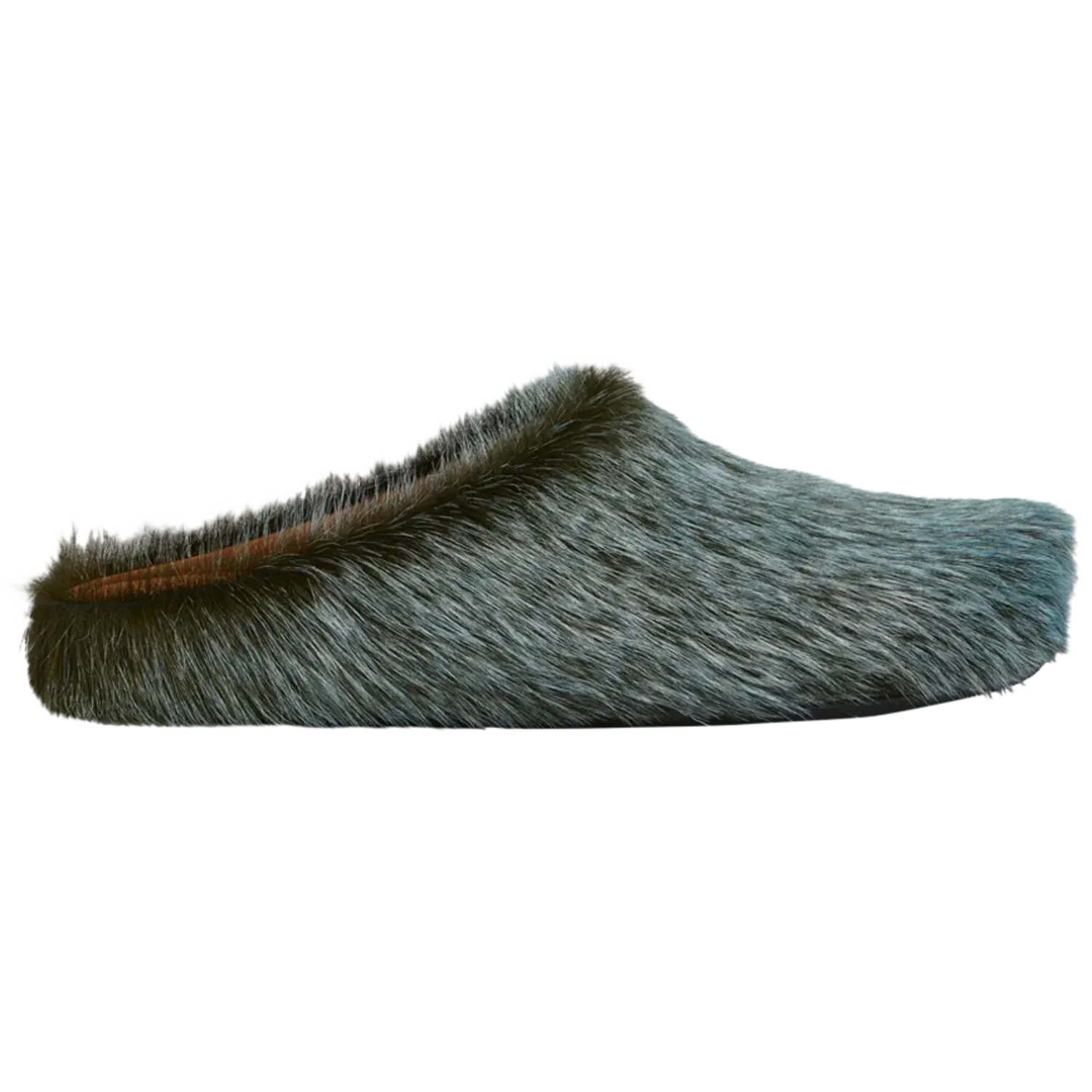 Marni Long Hair Calfskin Fussbett Sabot Mule Blue Sodalite