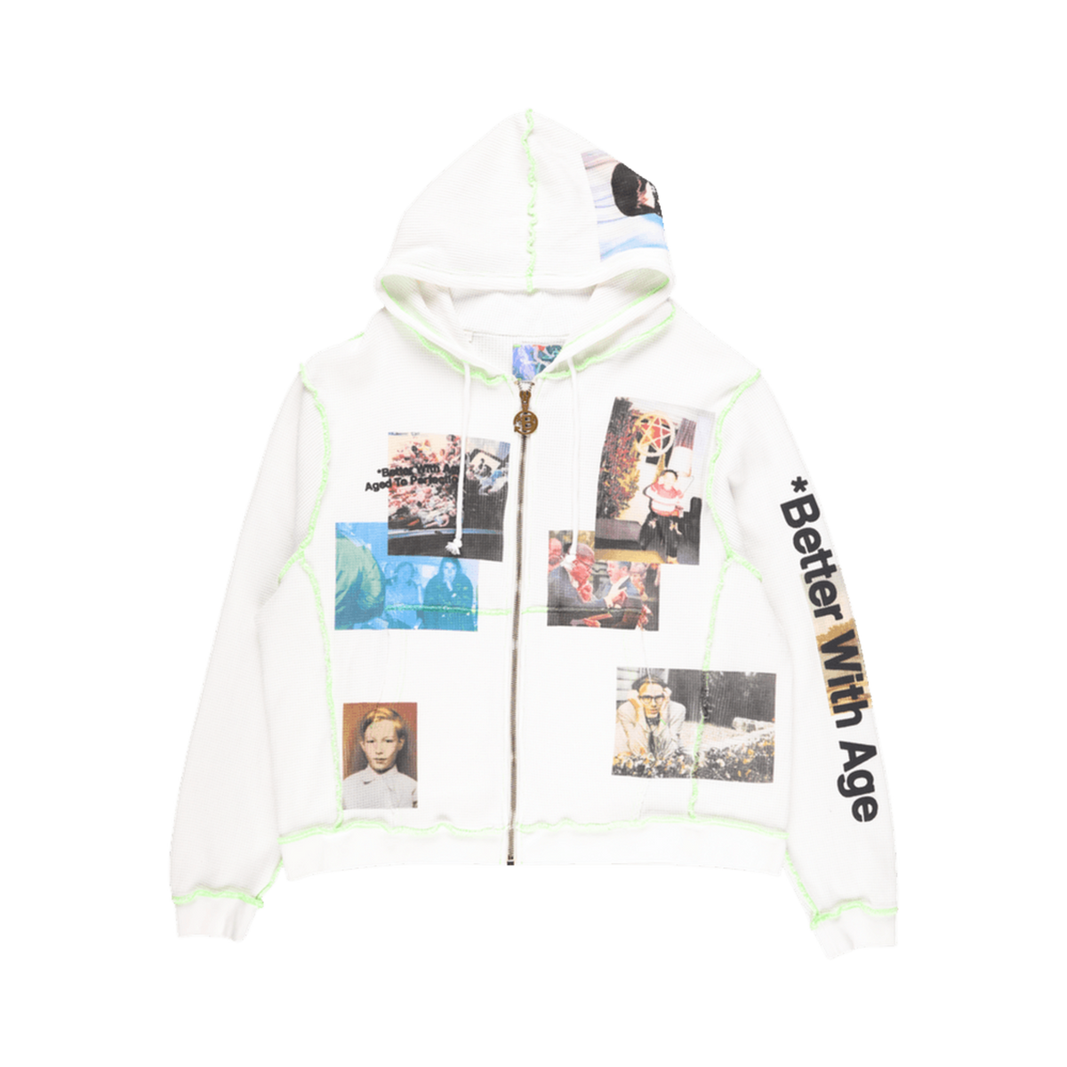 Better With Age Ricky Waffle Zip-Up Hoodie 'White'