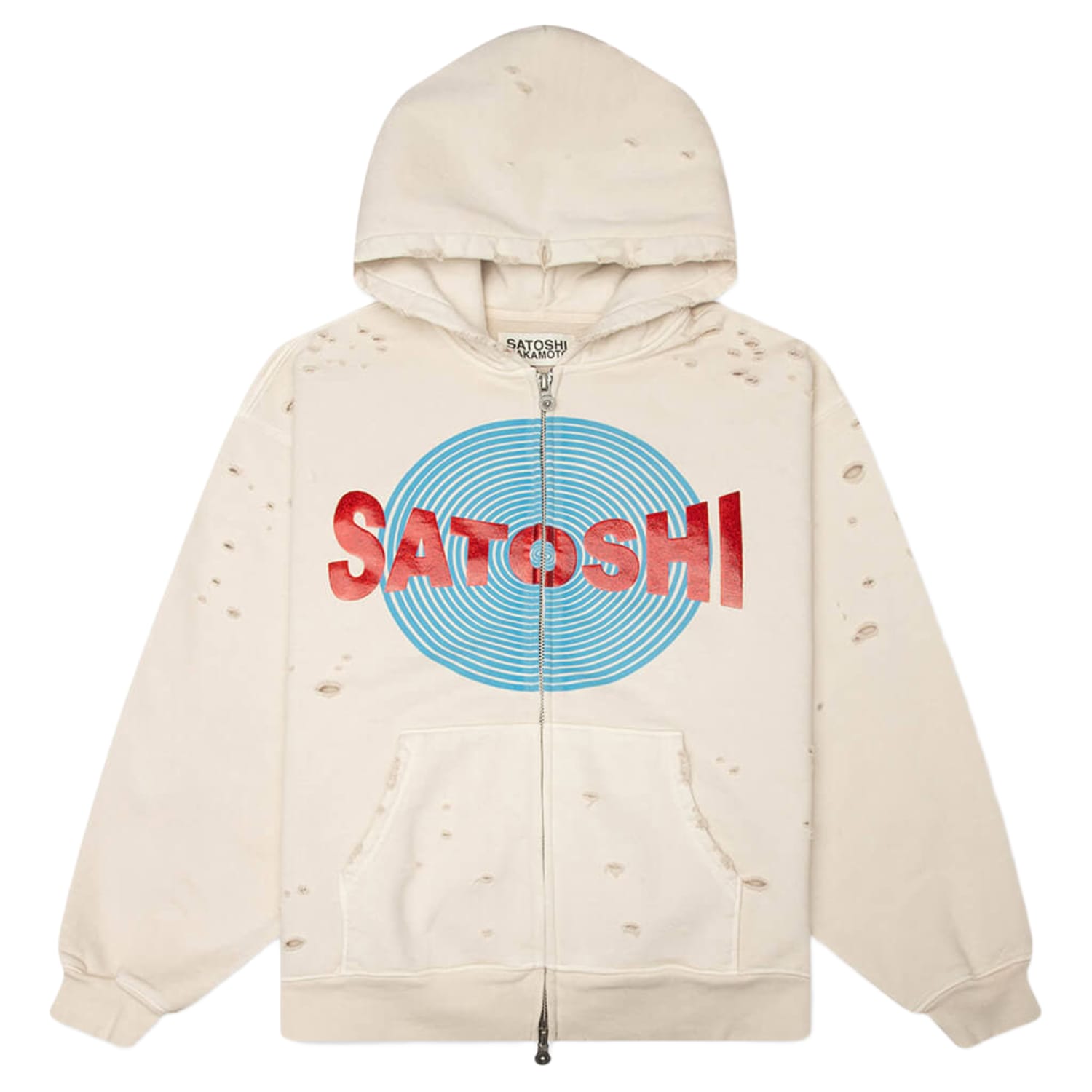 Satoshi Nakamoto Motoslug Zip Hoodie Vintage White