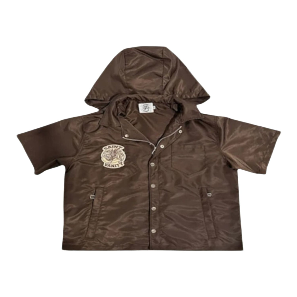 Saint Vanity Nylon Hooded Zip Up Jacket Brown