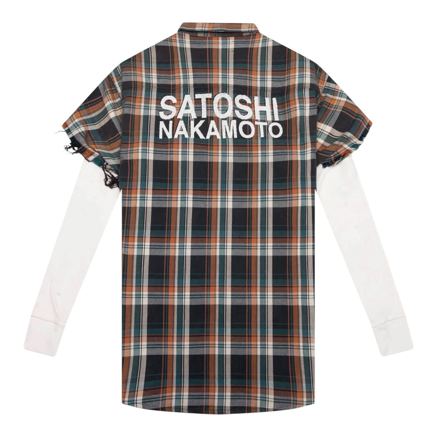 Satoshi Nakamoto Bender Cut Off Flannel Orange Plaid