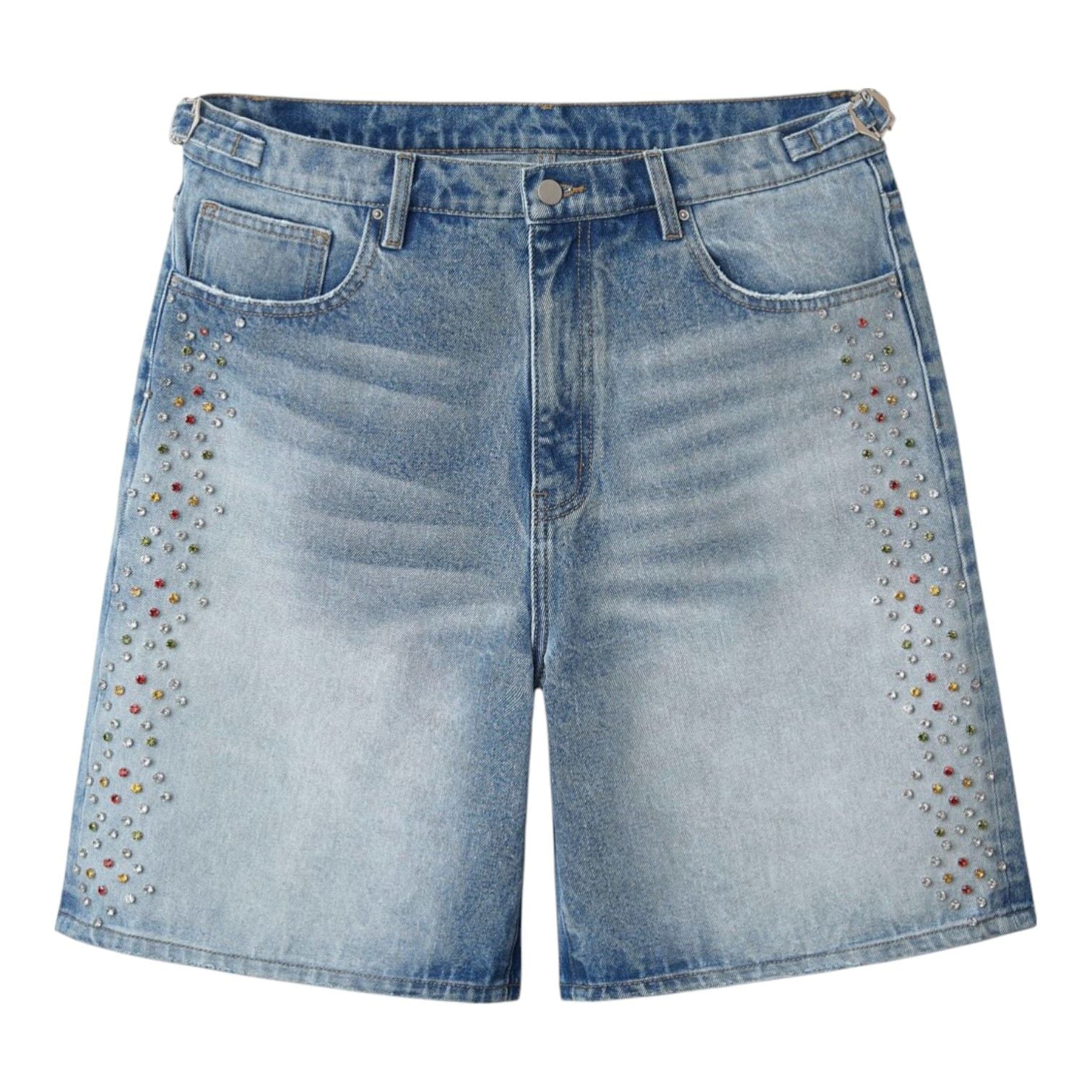 Happy Memories Don't Die HMDD H-Star Crystal Jean Shorts Blue