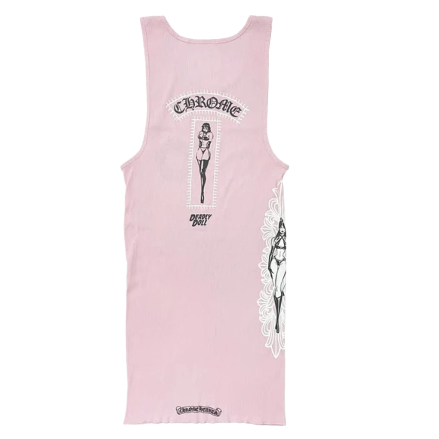Chrome Hearts Deadly Doll Rib Art Basel Floral Pink Tank Top