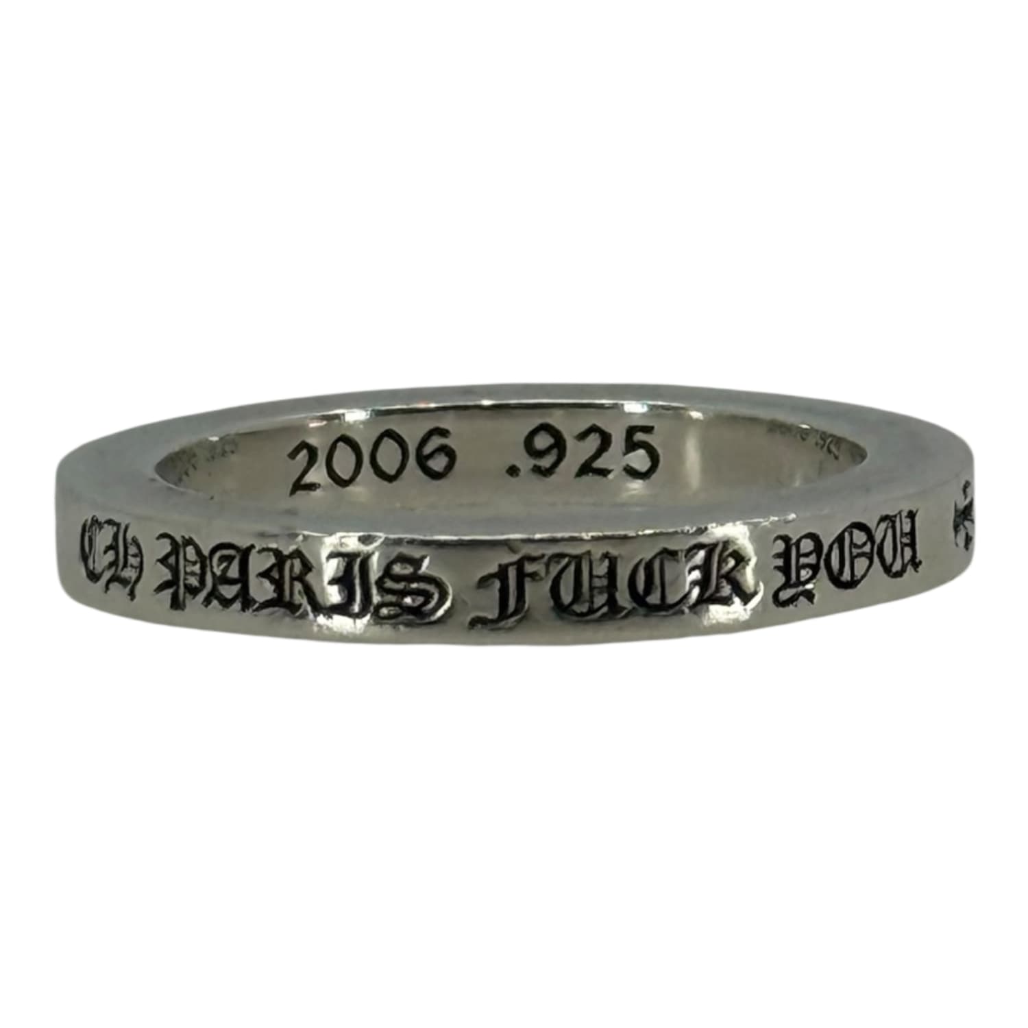Chrome Hearts Silver CH Paris Fuck You 3MM Ring - US Size 8