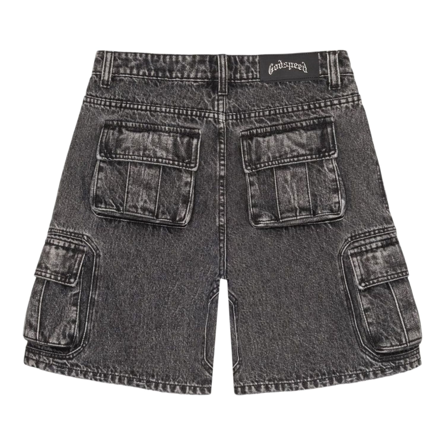 Godspeed Octagon Cargo Denim Shorts (Grey Wash)