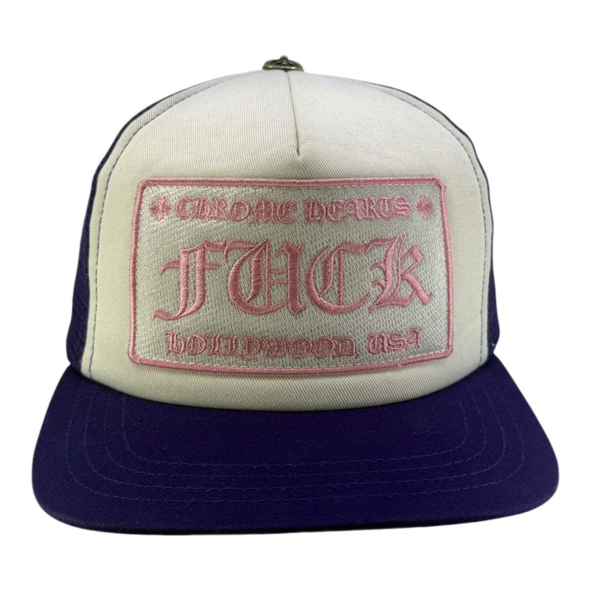 Chrome Hearts Fuck Hollywood Trucker Hat Purple/White/Pink