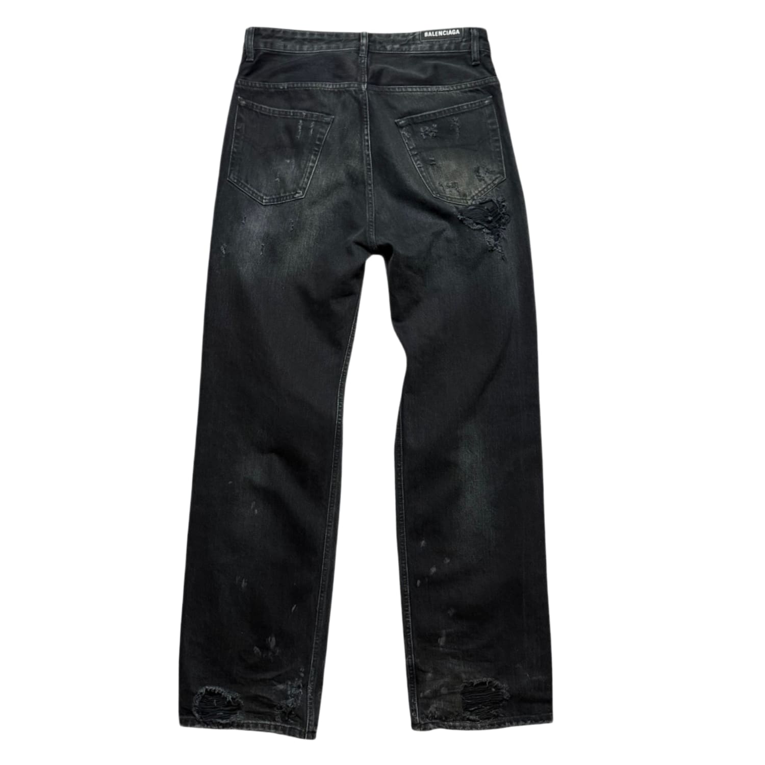 Balenciaga Distressed Mud Wash Black Jeans