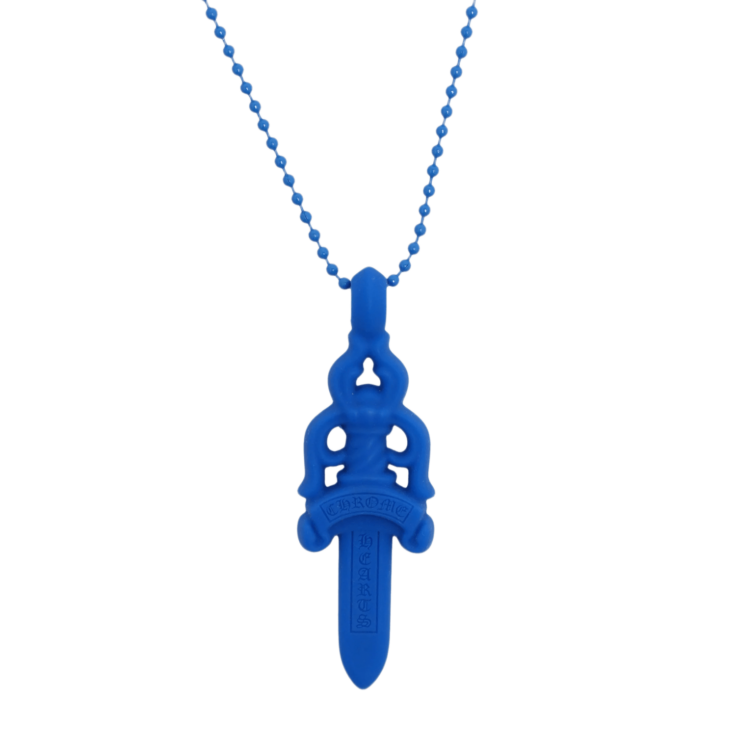 Chrome Hearts Silichrome Dagger Necklace Blue