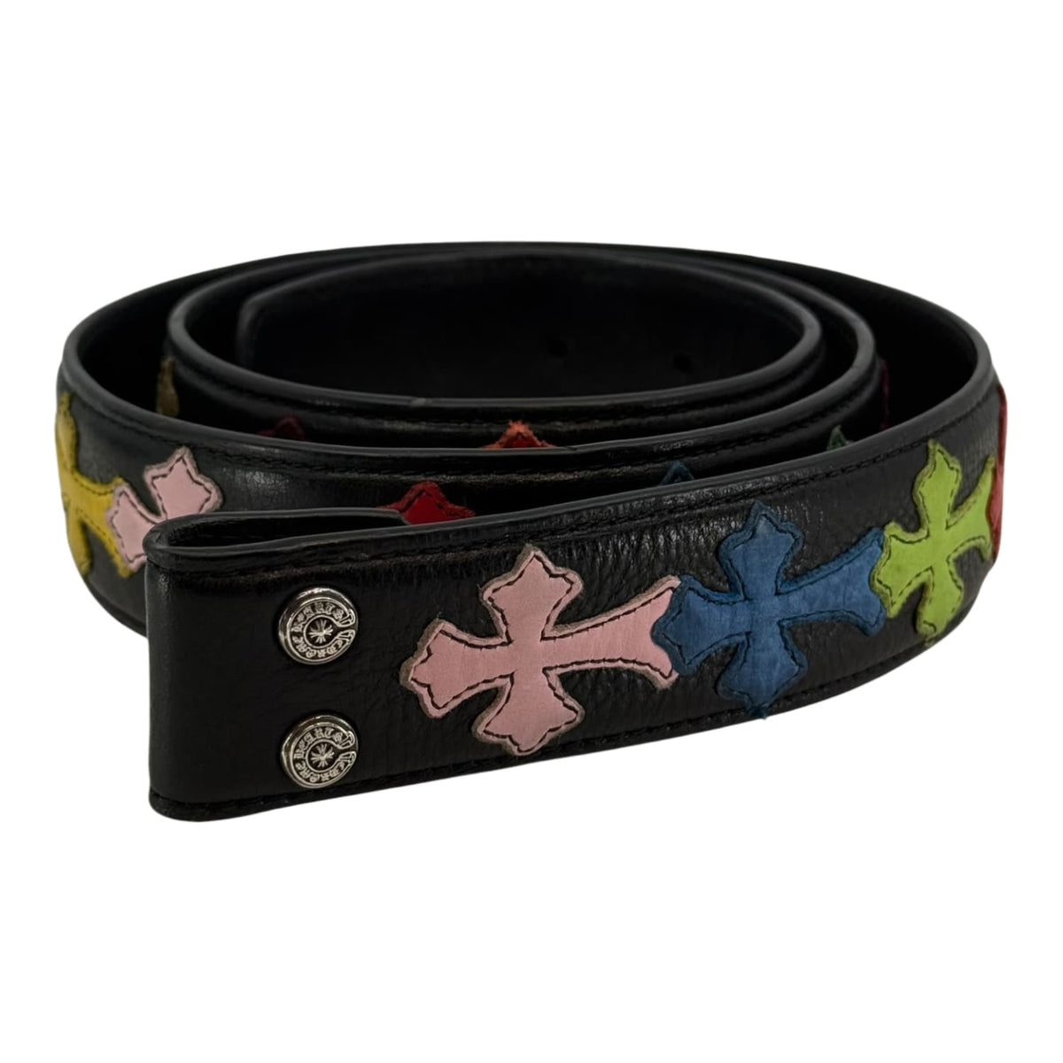 Chrome Hearts Multicolor Leather Cross Patch Belt Strap - Size 36