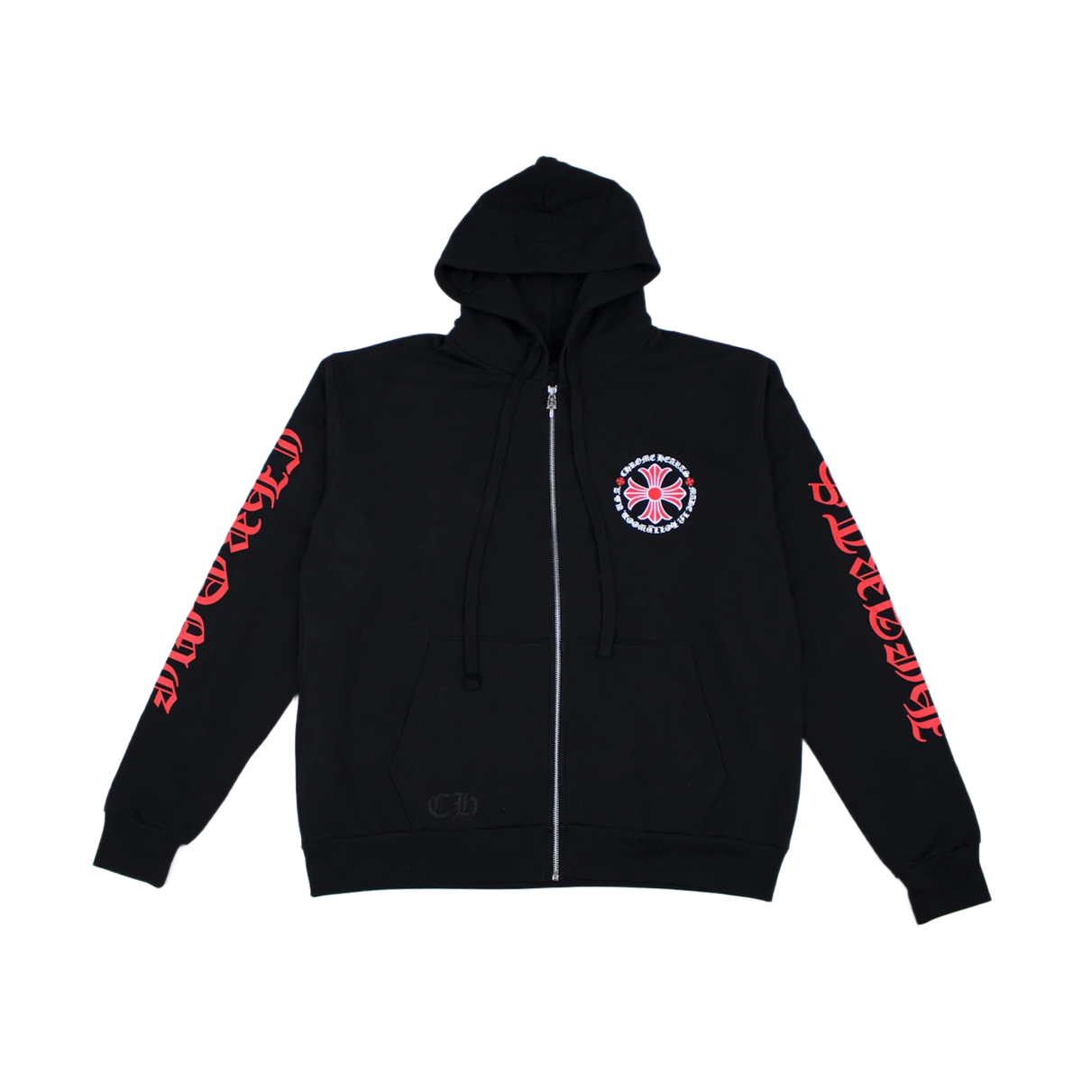 Chrome Hearts Made In Hollywood Plus Cross Zip Up Hoodie Black/Red