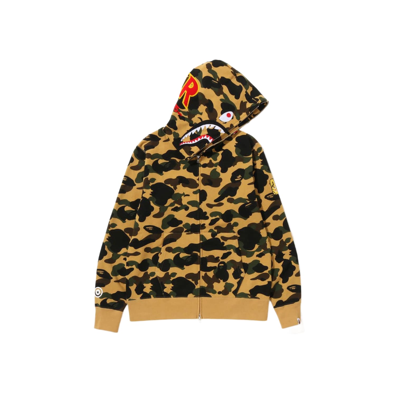 BAPE PONR 1St Camo Shark Full Zip Hoodie Yellow