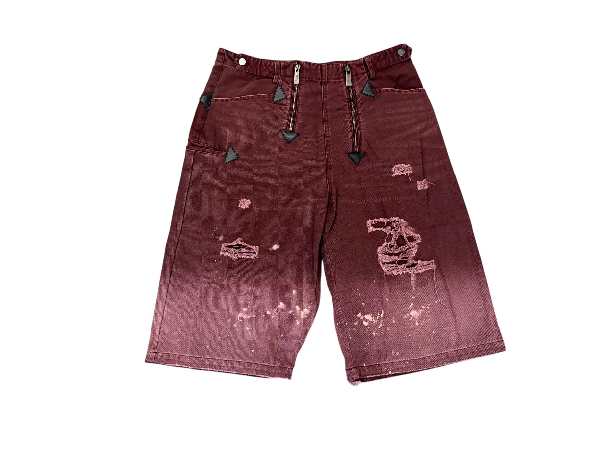 Richill Melancholy Oxblood Distressed Shorts