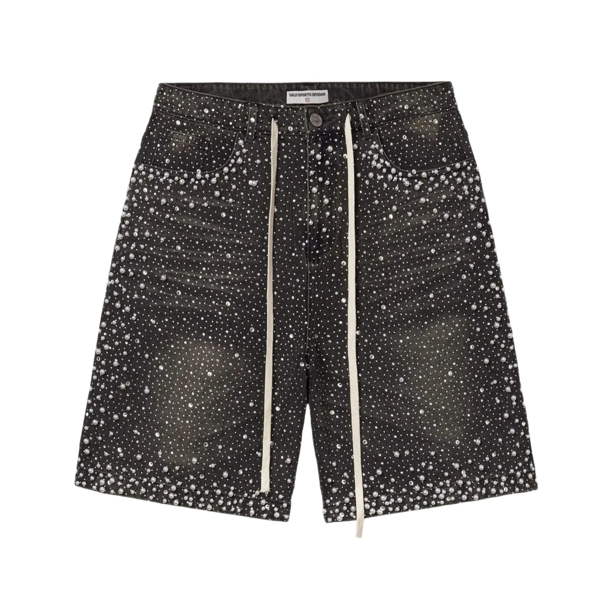 Vale Forever Rain Storm Rhinestone Jean Shorts Black