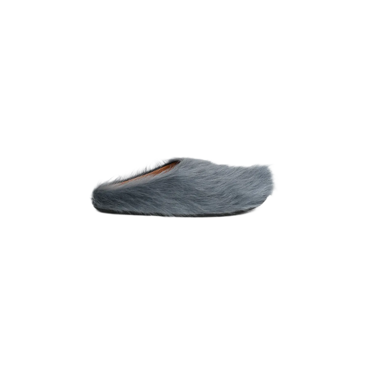 Marni Long Hair Calfskin Fussbett Sabot Mule Blue Grey