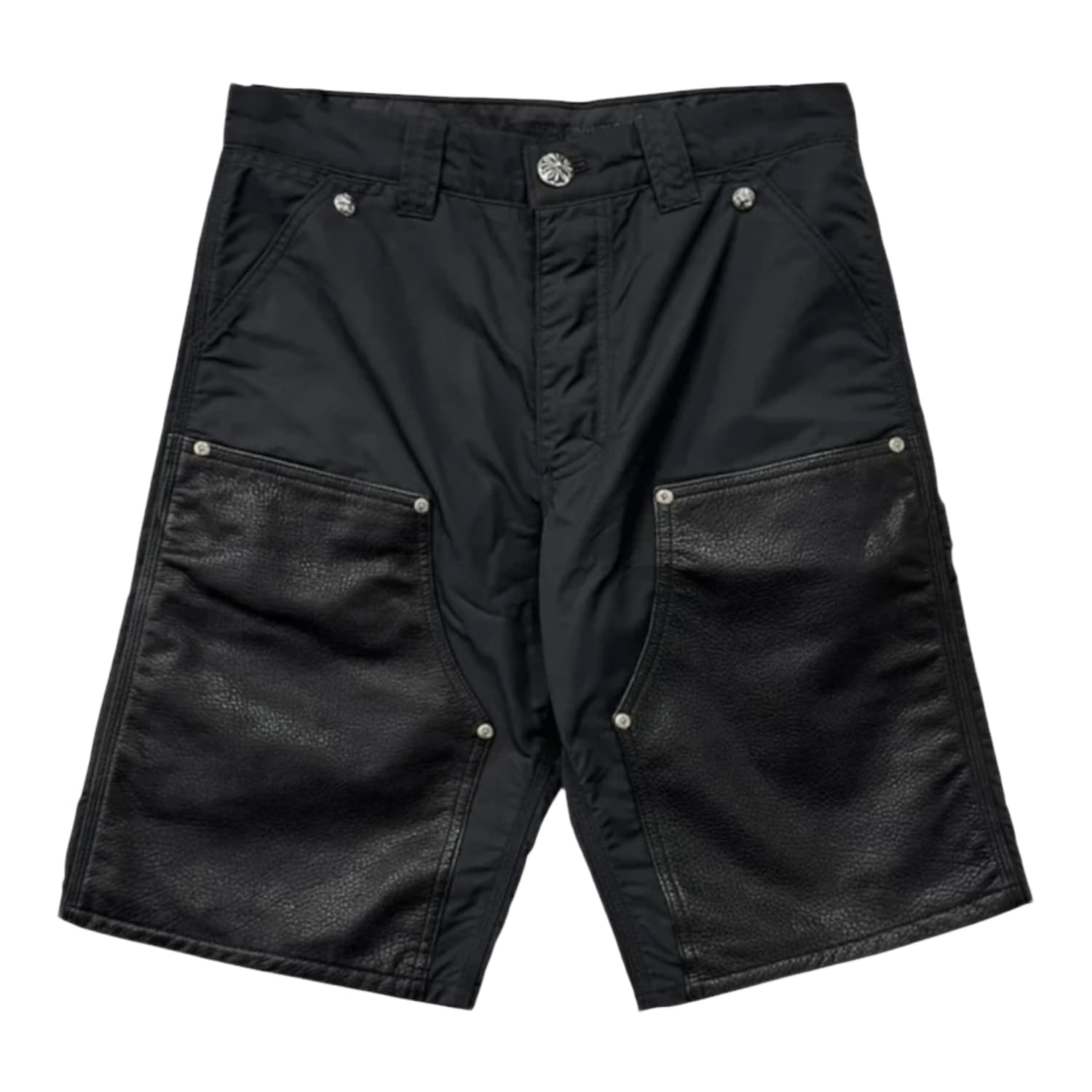 Chrome Hearts Nylon Leather Double Knee Carpenter Shorts Black