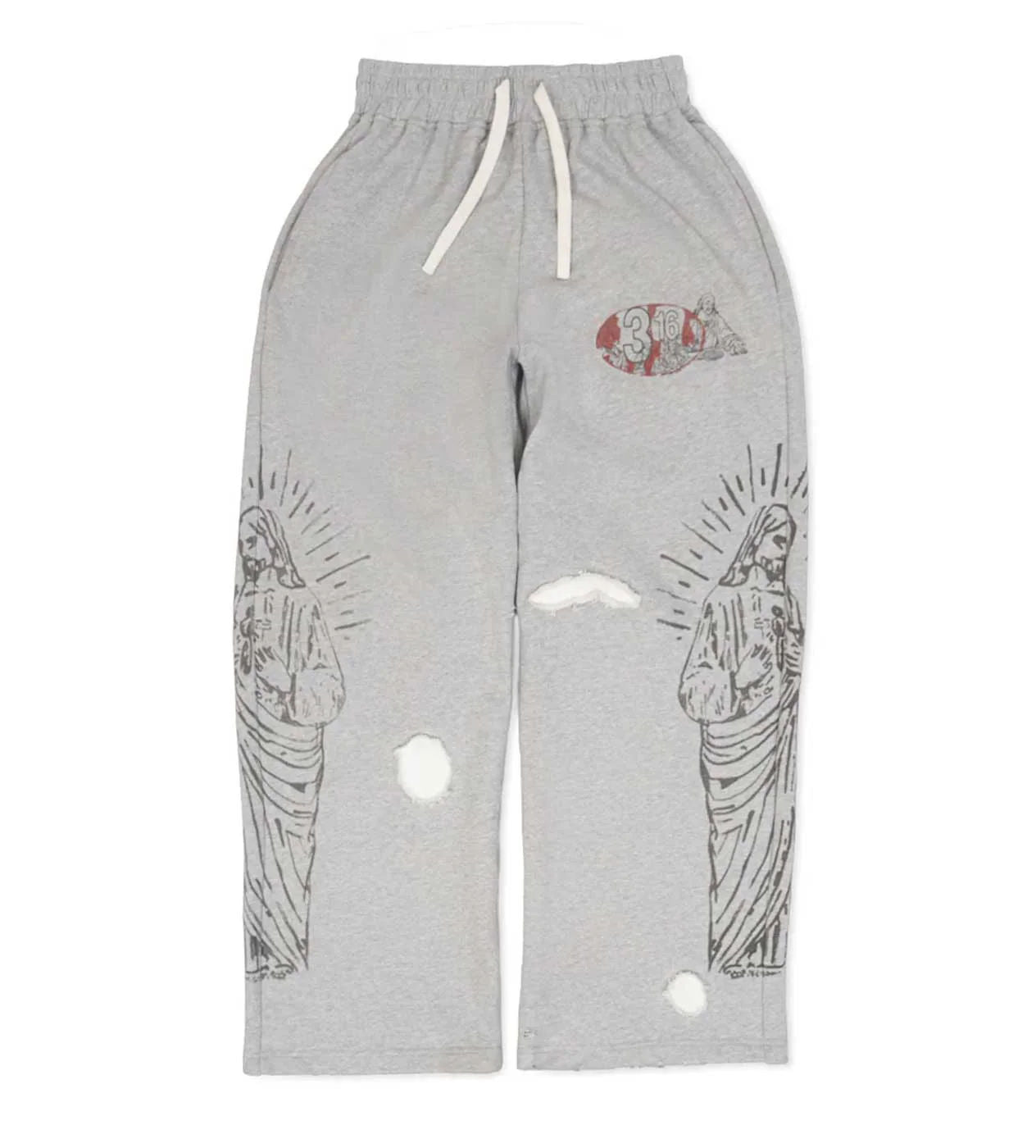 Righteous 3:16 Distressed Sweatpants Grey