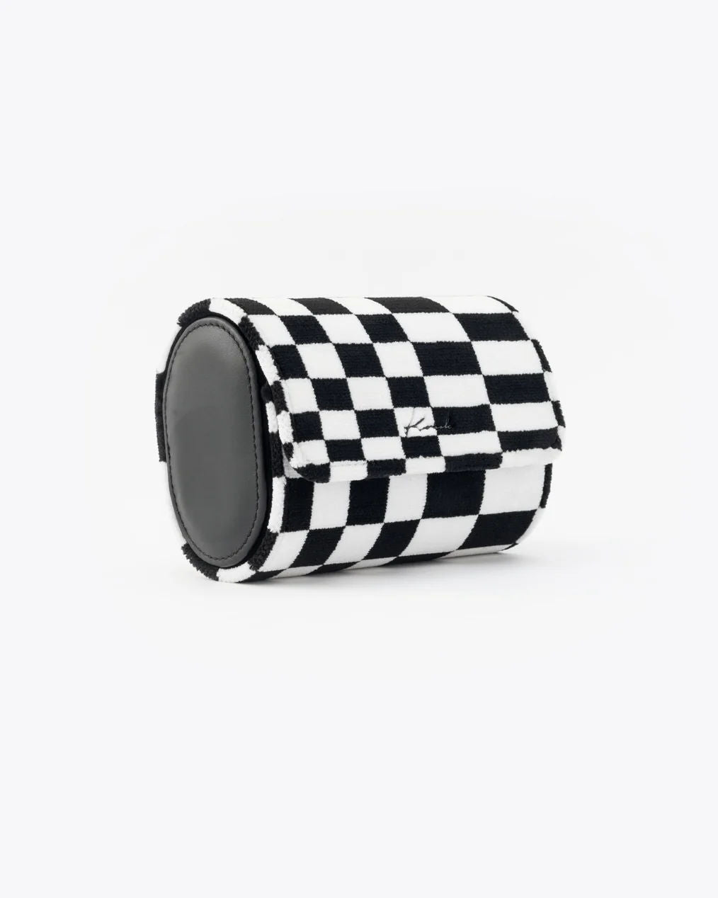 KRUK Black & White Pasha Checkered 2-Watch Travel & Storage Case