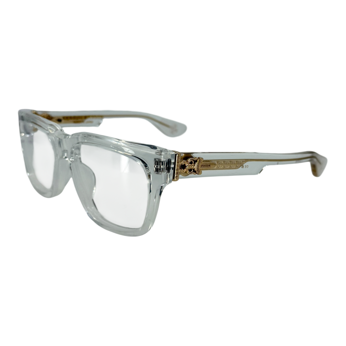 Chrome Hearts Box Officer Crystal/18k Gold Plated Glasses