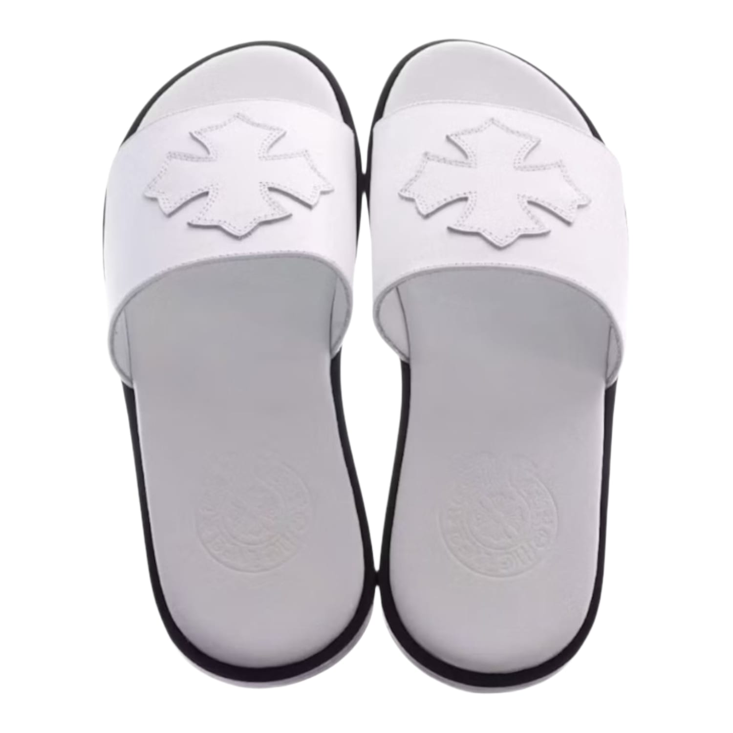 Chrome Hearts Leather Slides White
