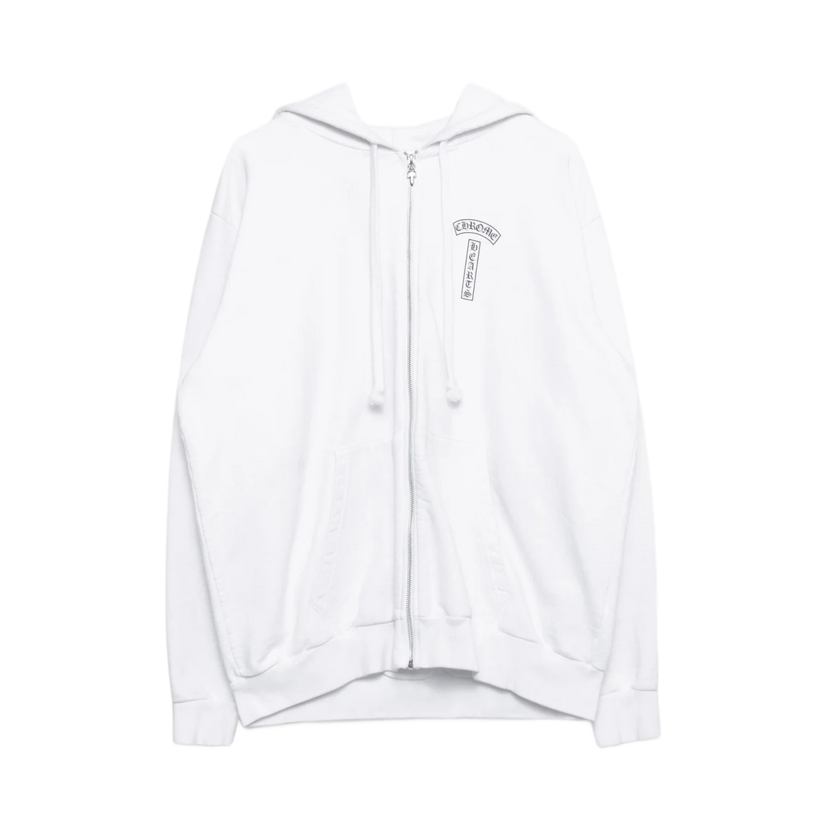 Chrome Hearts T Bar Logo USA Shoulder Zip Up Hoodie White