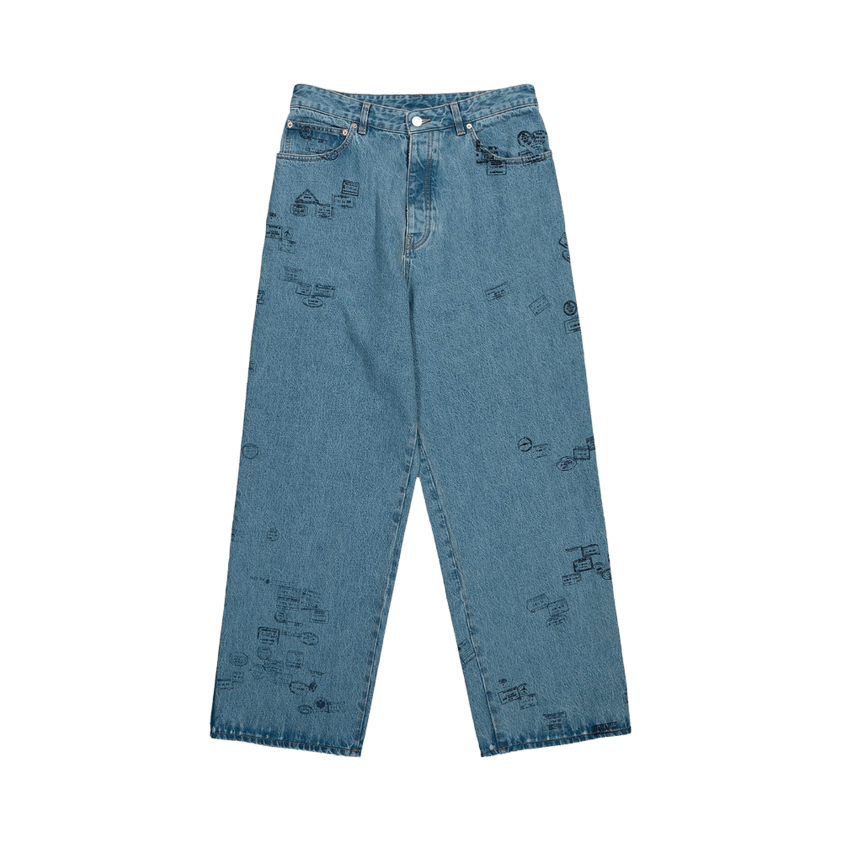 Vetements Passport Stamps Jeans 'Blue'