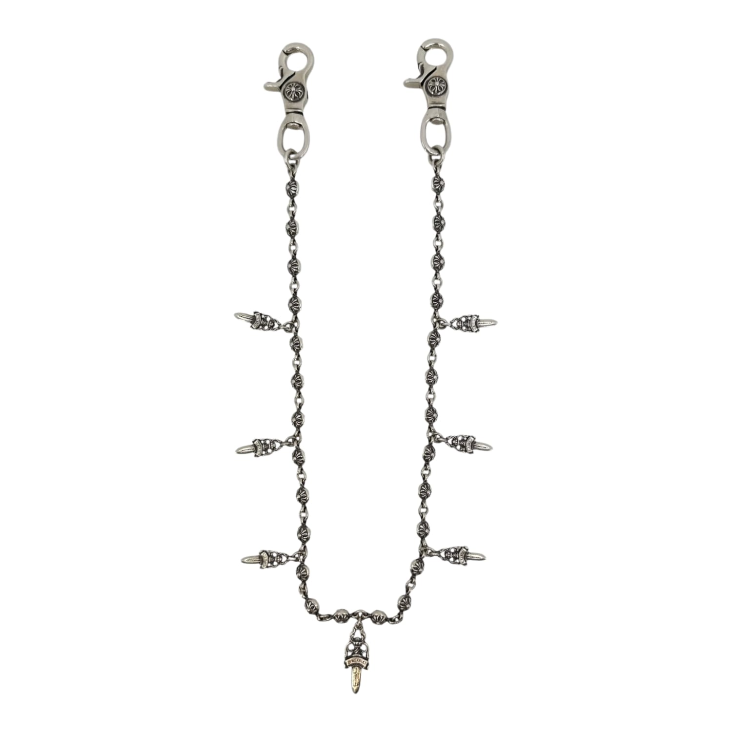 Chrome Hearts Silver Dagger Crossball Wallet Chain