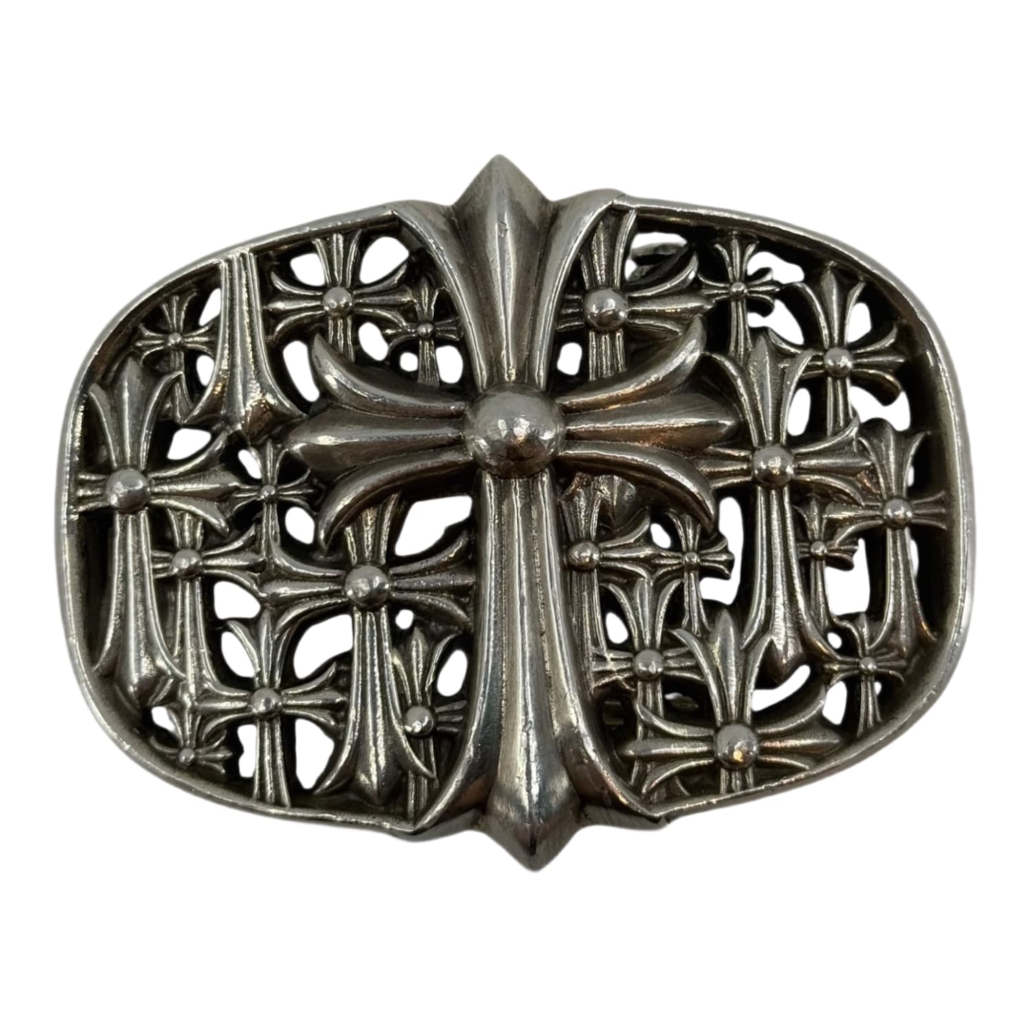 Chrome Hearts Silver Cemetery Cross Belt Buckle
