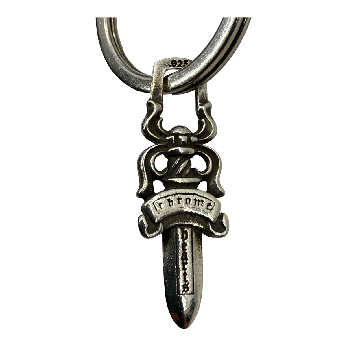 Chrome Hearts Silver Cuban Link Dagger Keychain