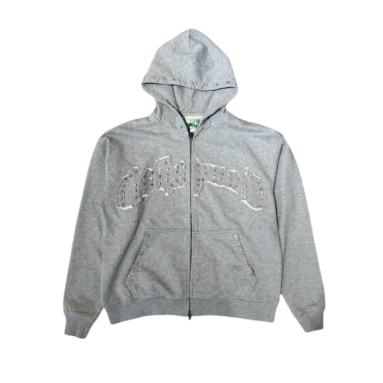 Godspeed Symmetric Studded Zip Up Hoodie Grey VVS