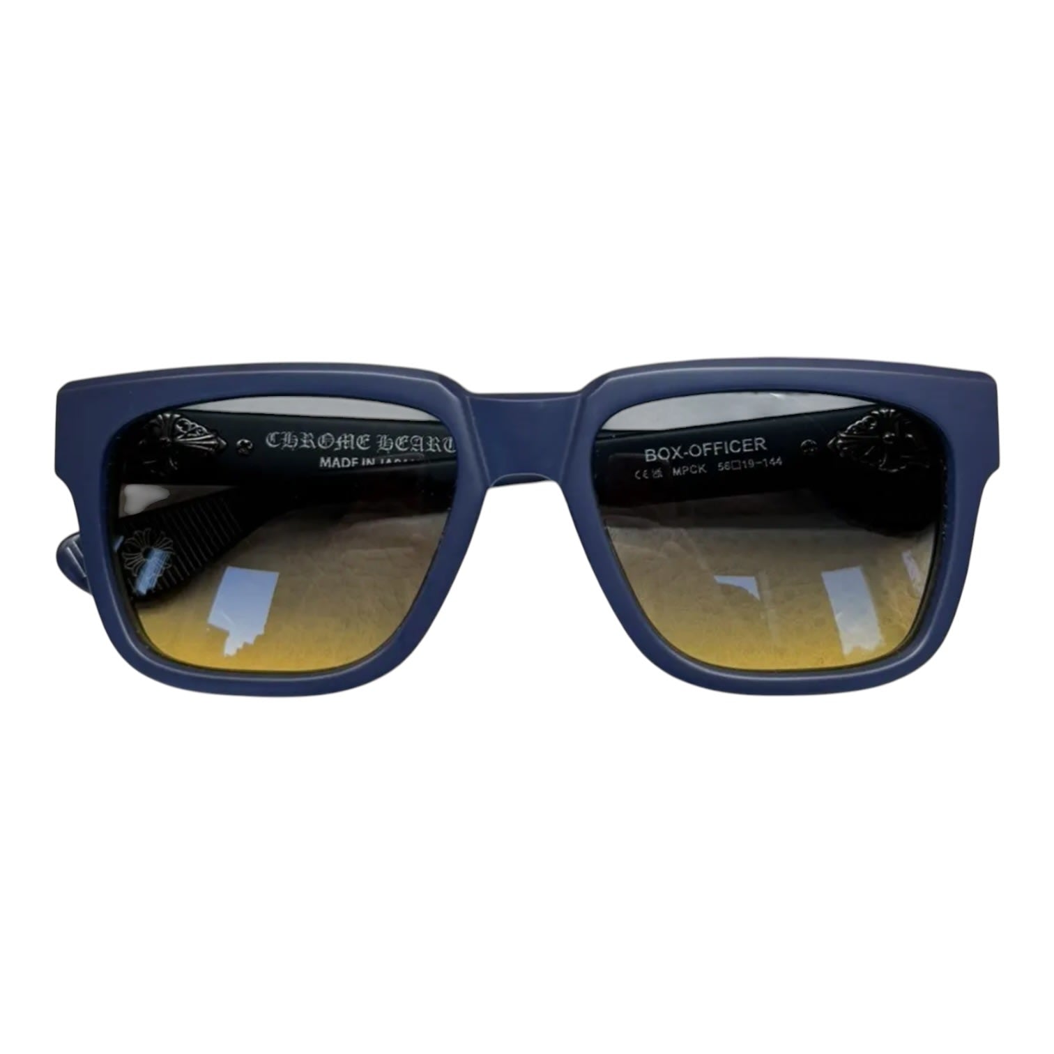 Chrome Hearts Box Officer Matte Peacock Blue/Silver Sunglasses