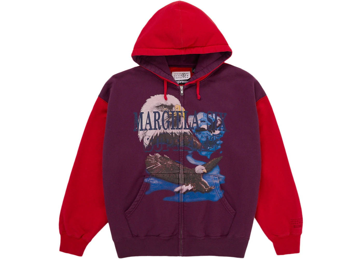 Supreme MM6 Maison Margiela Eagle Zip Up Hooded Sweatshirt Red