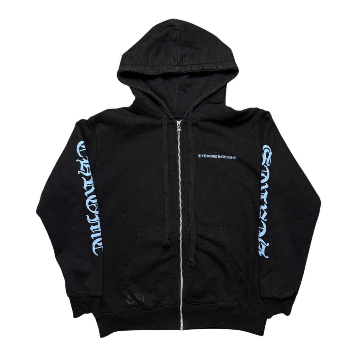 Chrome Hearts Script Logo Thermal Zip Up Hoodie Blue/Black