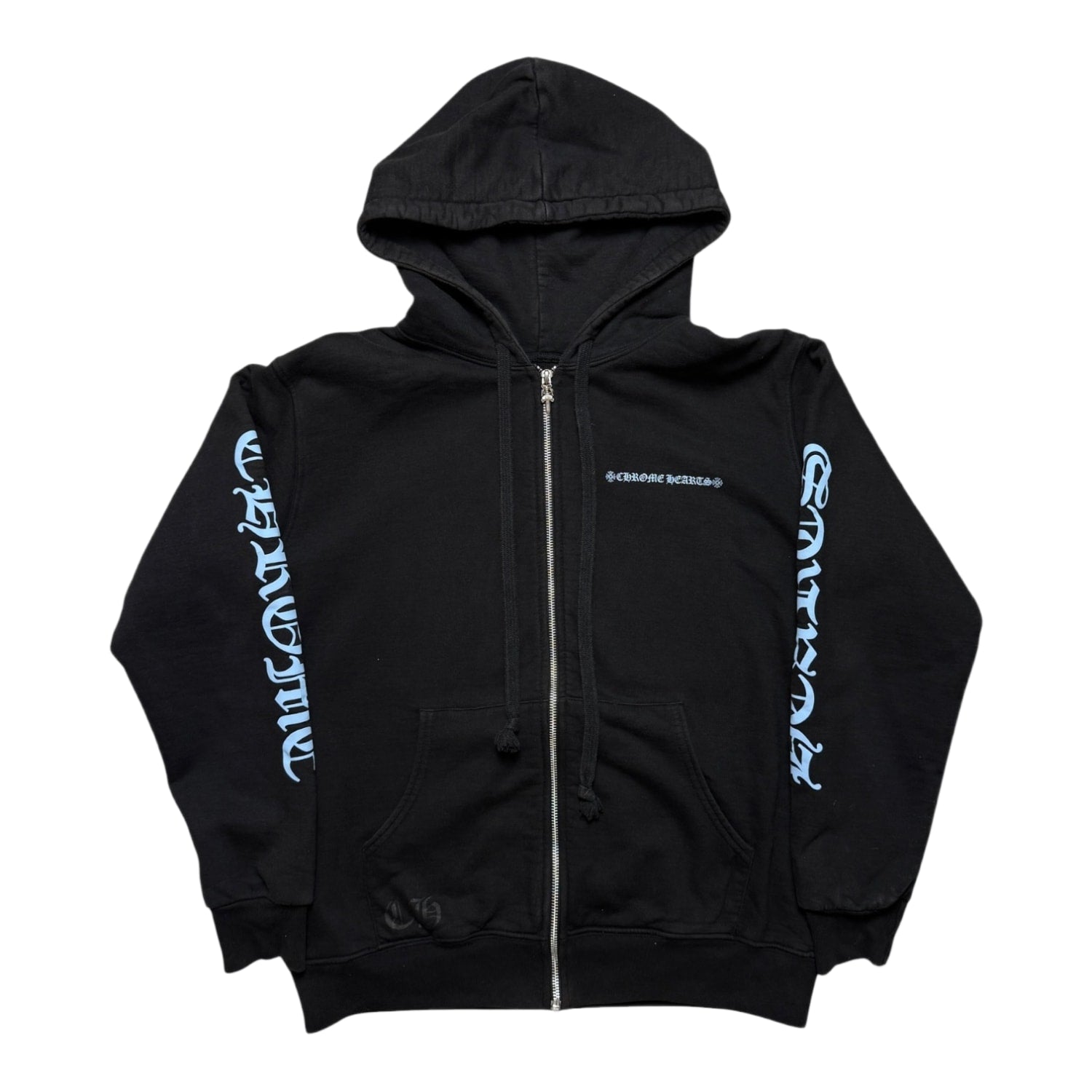 Chrome Hearts Script Logo Thermal Zip Up Hoodie Blue/Black