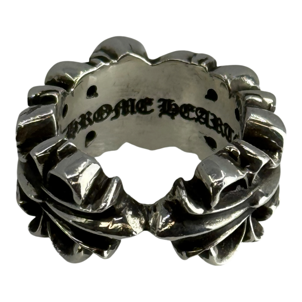 Chrome Hearts Silver Floral Heart Ring - US Size 5