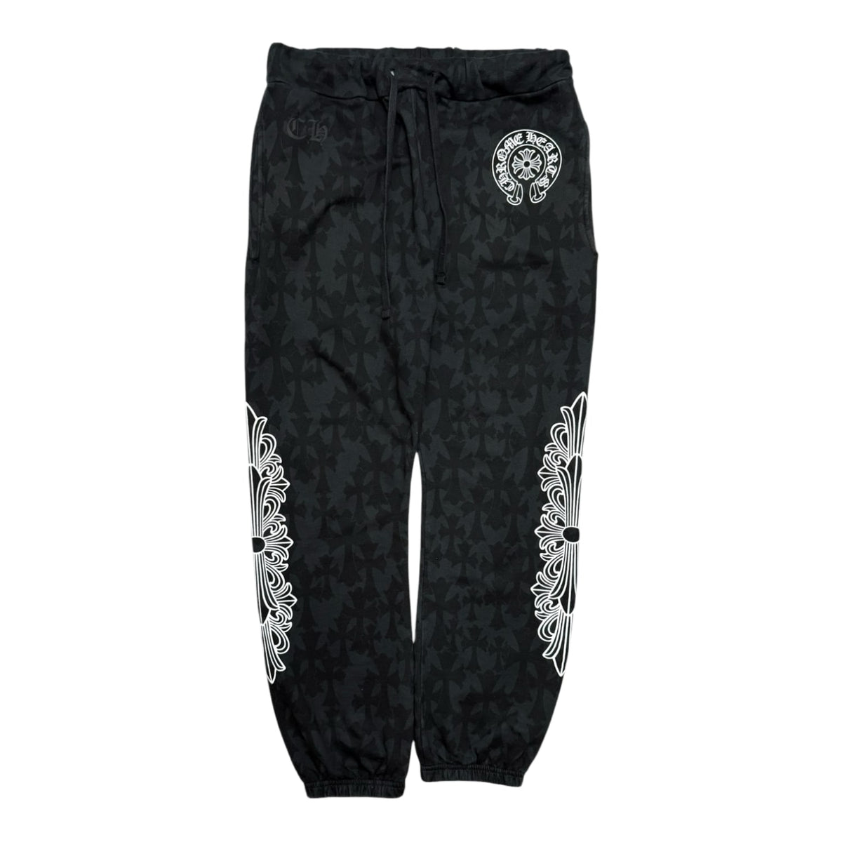 Chrome Hearts Black Monogram Cross Horseshoe Sweatpants