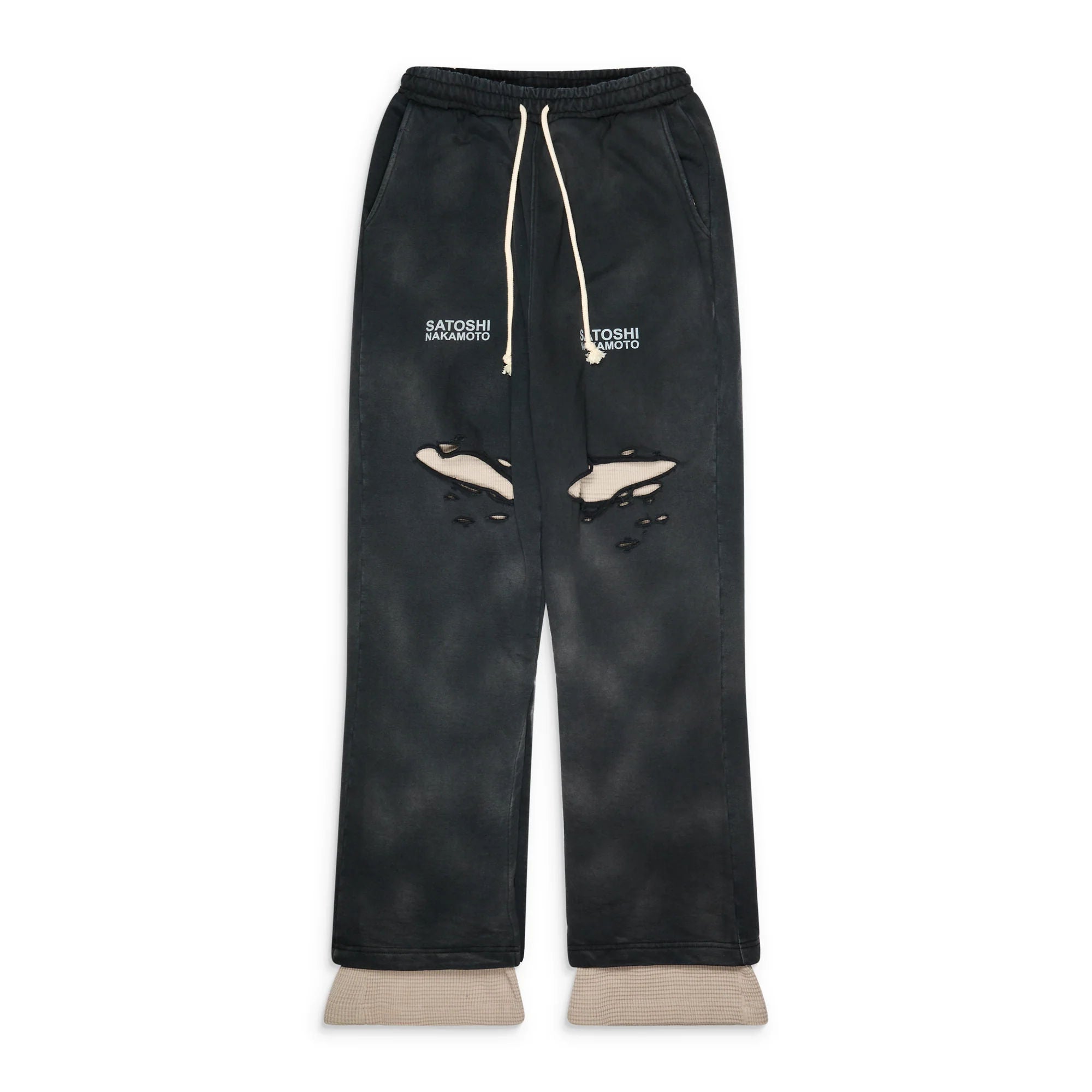 Satoshi Nakamoto Holy Ghost Layered Thermal Sweatpants Black