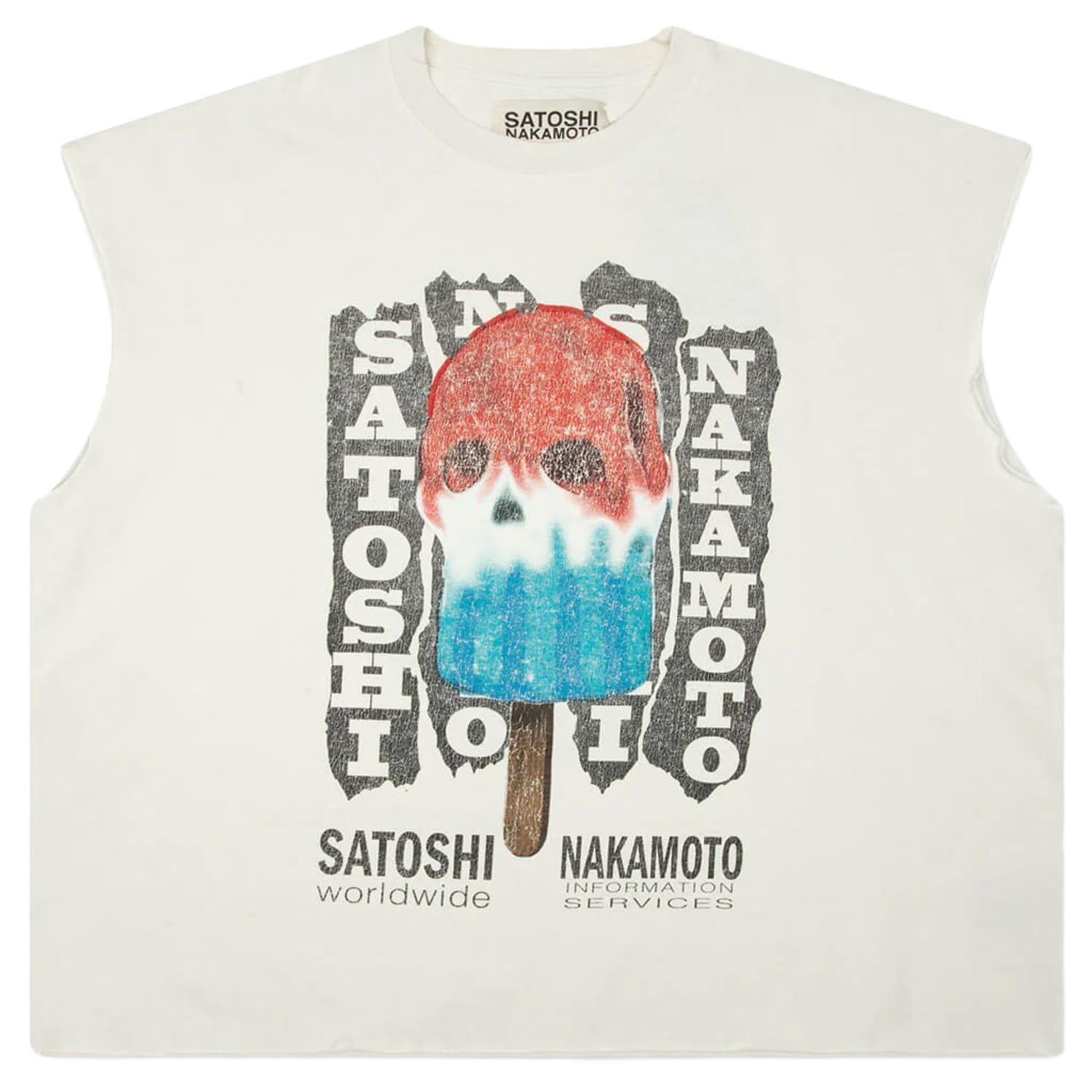 Satoshi Nakamoto Info Services Tee Vintage White