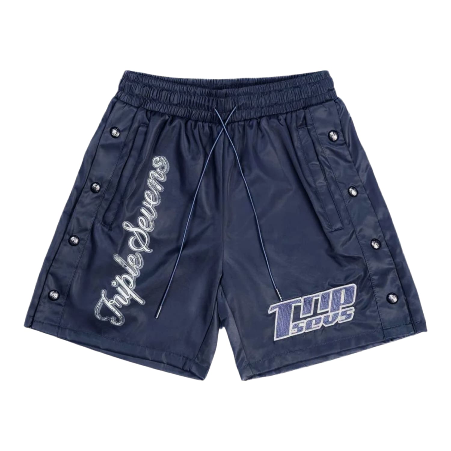 Triple Sevens Nylon Button Up Shorts Blue