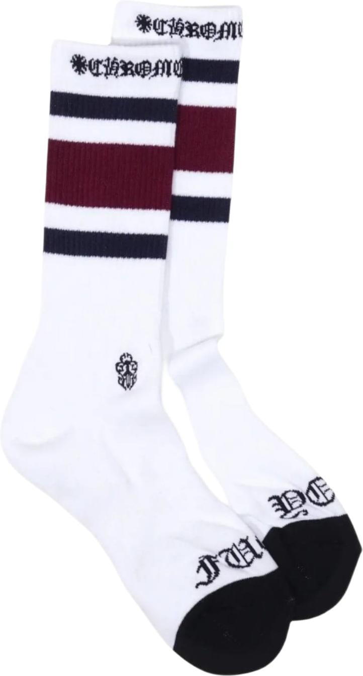 Chrome Hearts Sport Striped Socks White/Burgundy/Navy