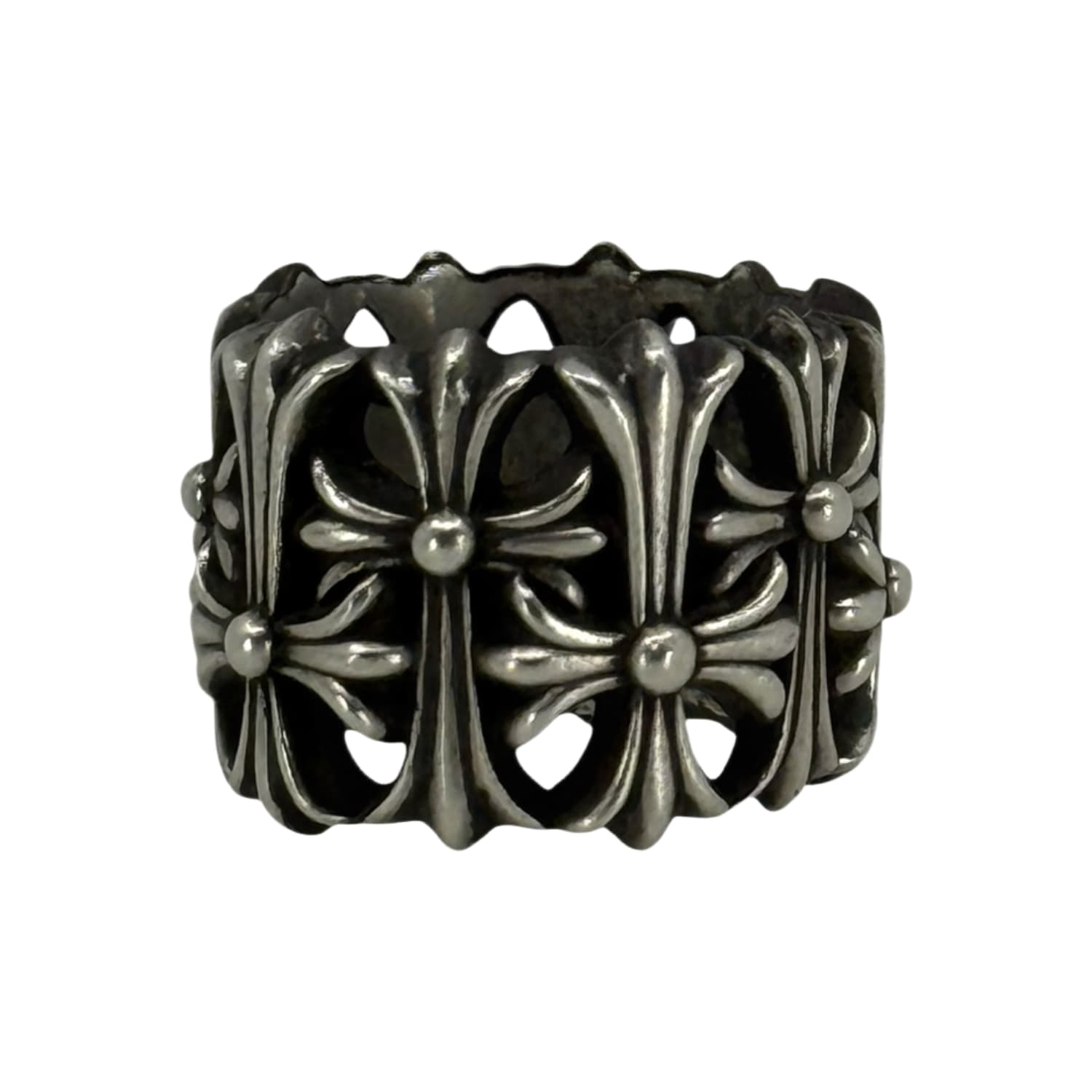 Chrome Hearts Silver Cemetery Cross Ring - US Size 9.5