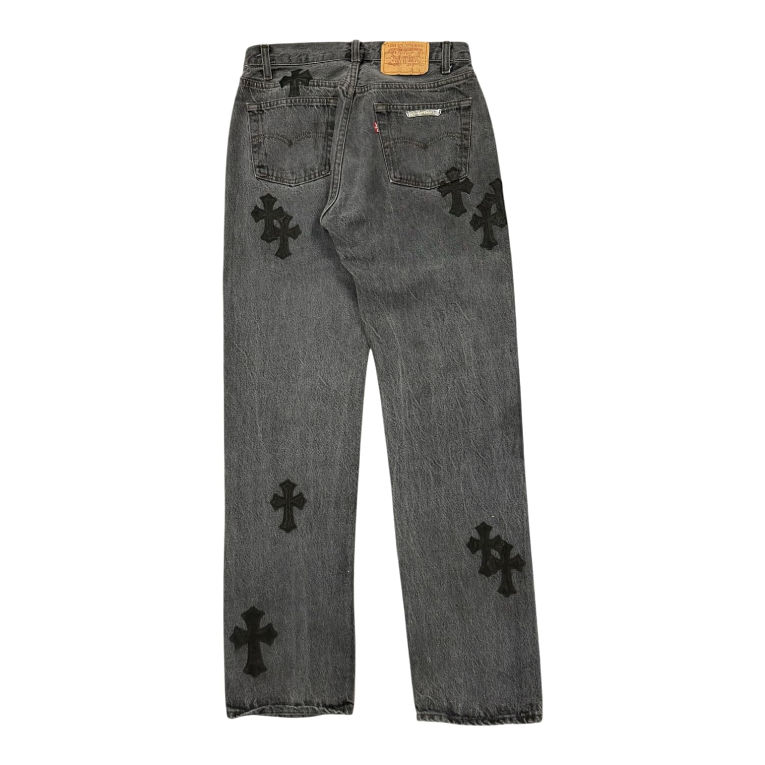 Chrome Hearts Black Cross Patch Jeans Light Blue Wash