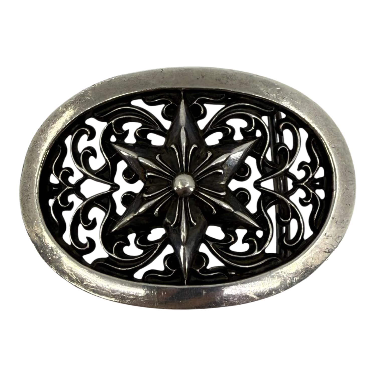 Chrome Hearts Silver Oval Star Belt Buckle